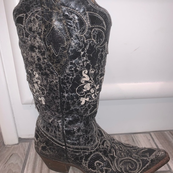Corral Boots Black Vintage Lizard Overlay C2108 - Picture 5 of 8
